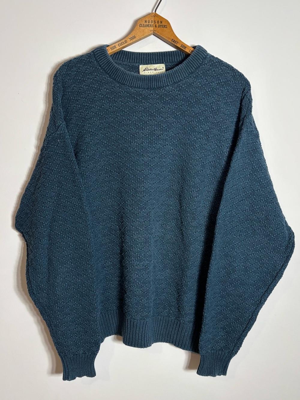 Vintage Eddie Bauer Knit Sweater Teal Cotton XL